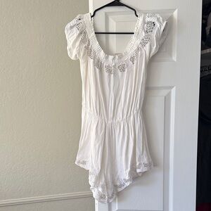 Elegant White Lace Romper (cover up)